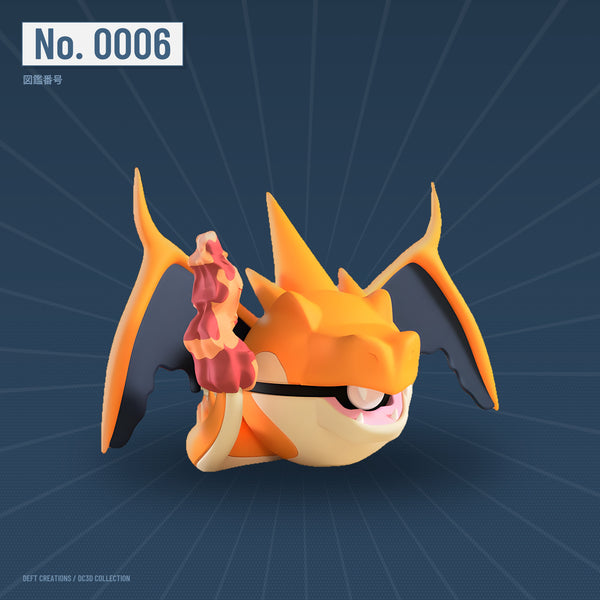Mega Charizard Y character ball — 3D printed collectible by Deft Creations (DC3D) · DC3D plate v4