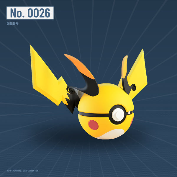 Mega Raichu X character ball — 3D printed collectible by Deft Creations (DC3D) · DC3D plate v6