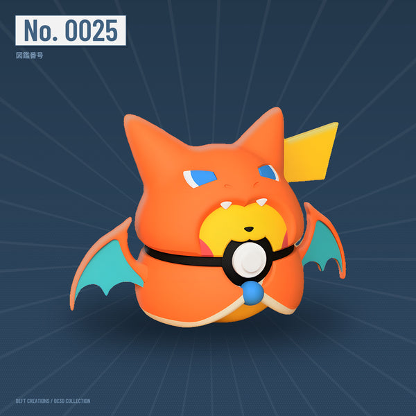 Pikachu Charizard Poncho character ball — 3D printed collectible by Deft Creations (DC3D) · DC3D plate v6