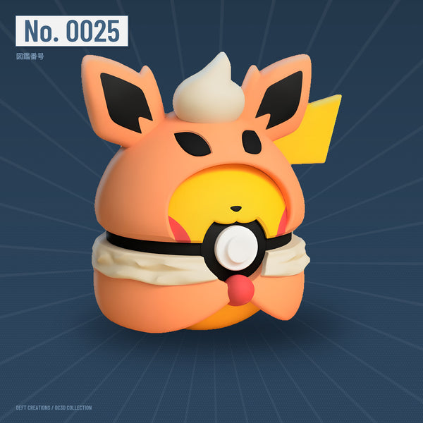 Pikachu Flareon Poncho character ball — 3D printed collectible by Deft Creations (DC3D) · DC3D plate v6